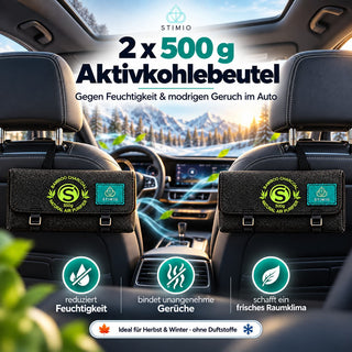 Stimio Dry-Tech – Auto Luftentfeuchter mit Aktivkohle (2 × 500 g)
