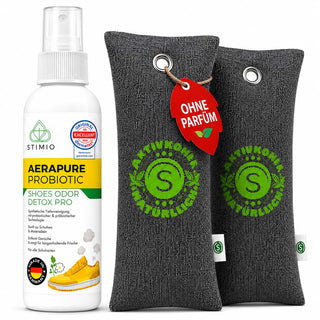 Schuh-Frische Set Starter – Spray und 2 Aktivkohlebeutel