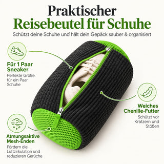 Schuhwaschbeutel Set – Waschbeutel, Bürste und 2 Aktivkohlebeutel