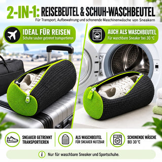 Schuhwaschbeutel Set – Waschbeutel, Bürste und 2 Aktivkohlebeutel