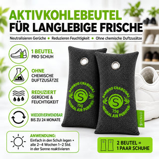 Schuhwaschbeutel Set mit Schuhdeo Spray – Waschbeutel, Bürste & Aktivkohle