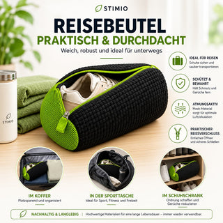 Schuhwaschbeutel Set – Waschbeutel, Bürste und 2 Aktivkohlebeutel