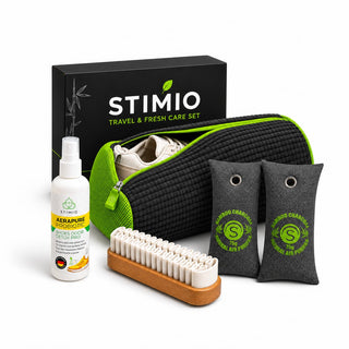 Schuhwaschbeutel Set mit Schuhdeo Spray – Waschbeutel, Bürste & Aktivkohle
