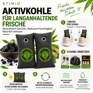 Schuhwaschbeutel Set – Waschbeutel, Bürste und 2 Aktivkohlebeutel